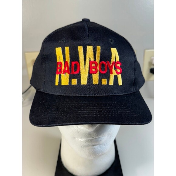Vintage N.W.A. Bad Boys Snapback Hat Cap Black Dome - Picture 1 of 8